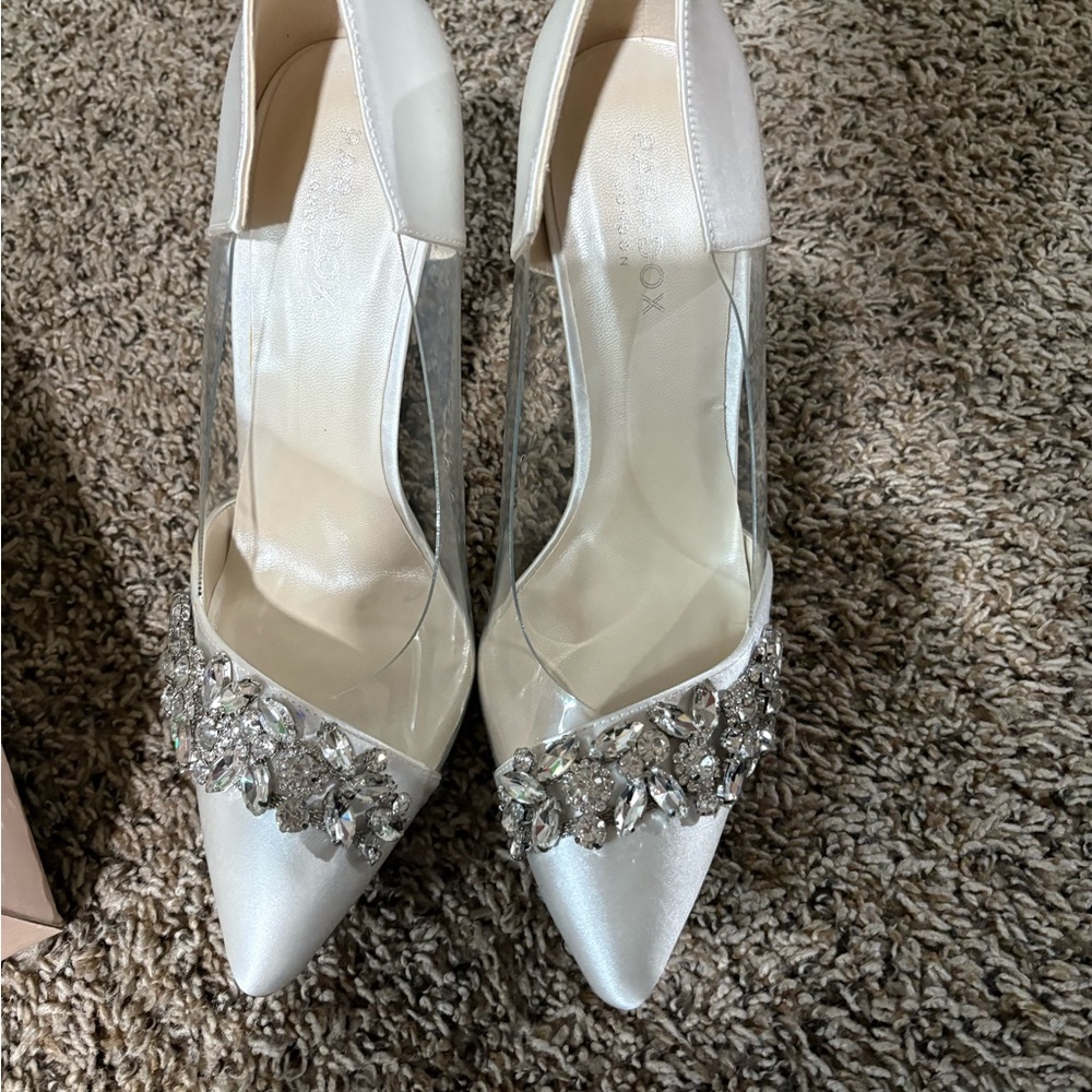 Paradox London Pink White Embellished Heels wedding heels